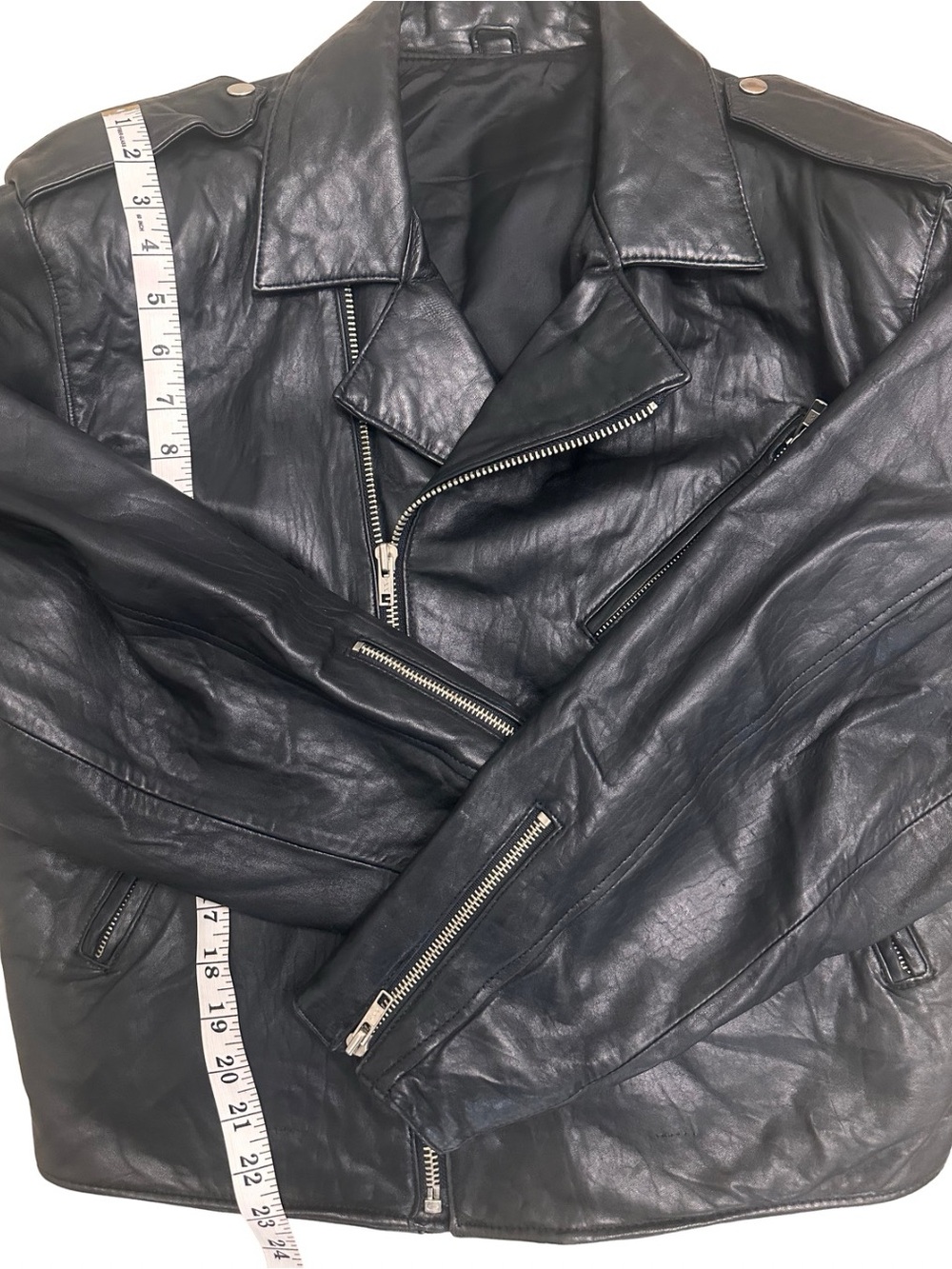 Vtg Tannery West 90’s Blk Leather Asymmetric Zip Moto JKT Small Thermolite Biker - Picture 10 of 12